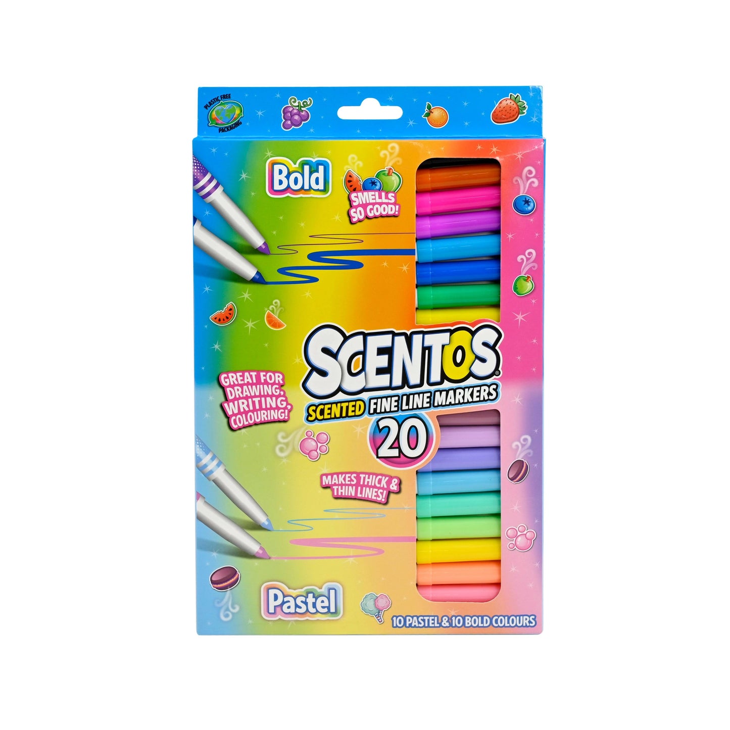 Scented Fine Line Markers (Bold & Pastel colors) [pack of 20]