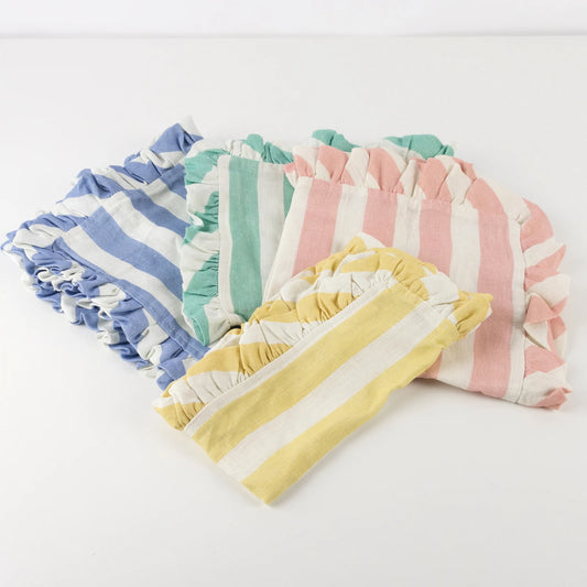 Stripe Ruffle Fabric Napkins | Pack of 4