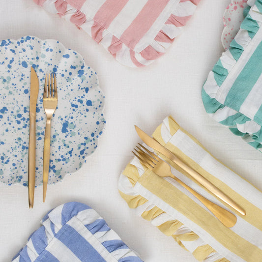 Stripe Ruffle Fabric Napkins | Pack of 4