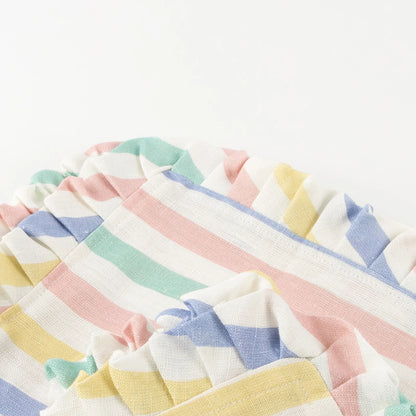 Multi Stripe Ruffle Fabric Napkins | Pack of 4