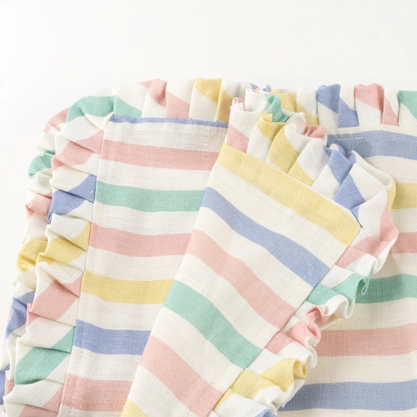 Multi Stripe Ruffle Fabric Napkins | Pack of 4