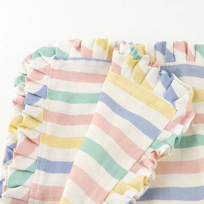 Multi Stripe Ruffle Fabric Napkins | Pack of 4
