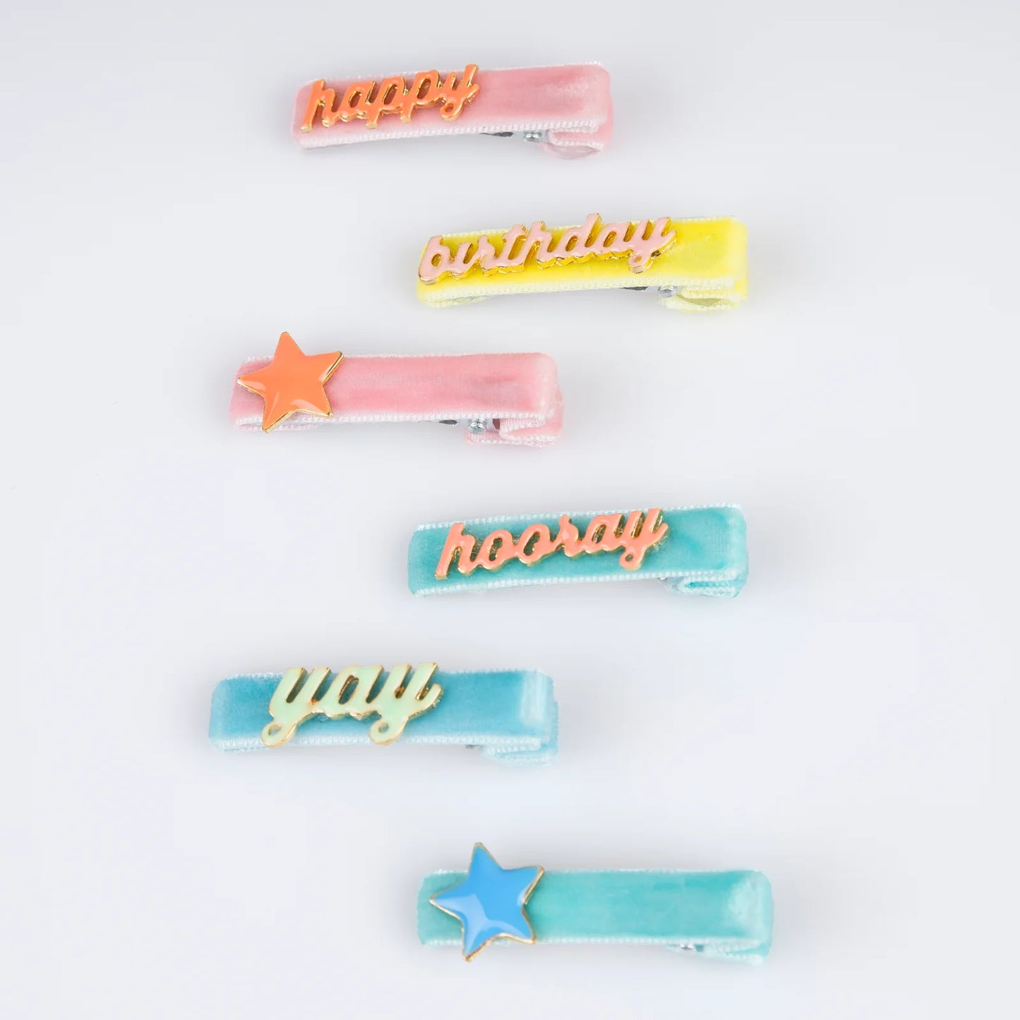 Happy Birthday Enamel Hair Clips | Set of 6