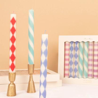 Patterned Table Candles | Pack of 12