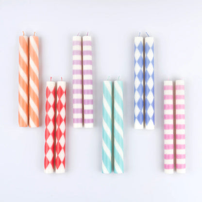 Patterned Table Candles | Pack of 12