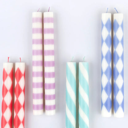 Patterned Table Candles | Pack of 12