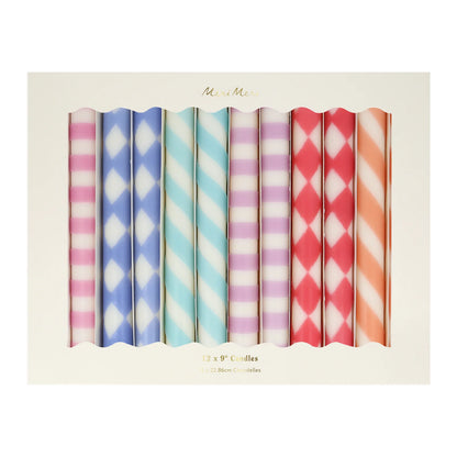 Patterned Table Candles | Pack of 12