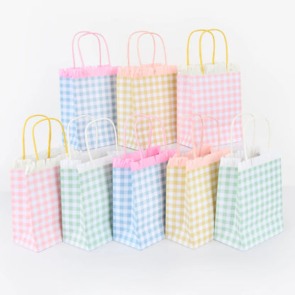Gingham Fringe Party Bags | Pack of 8