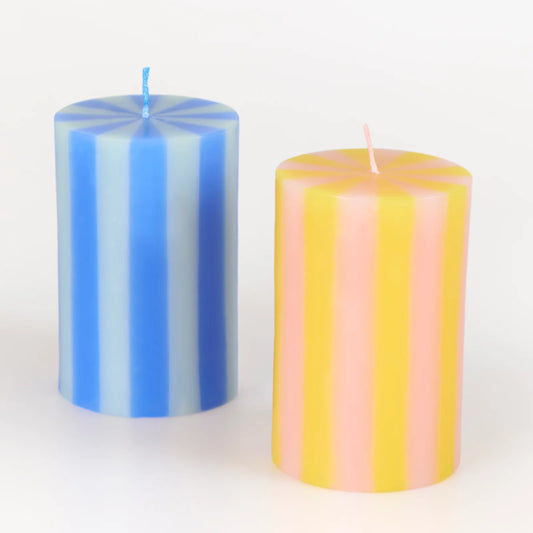 Bright Striped Pillar Candles | Pack of 5
