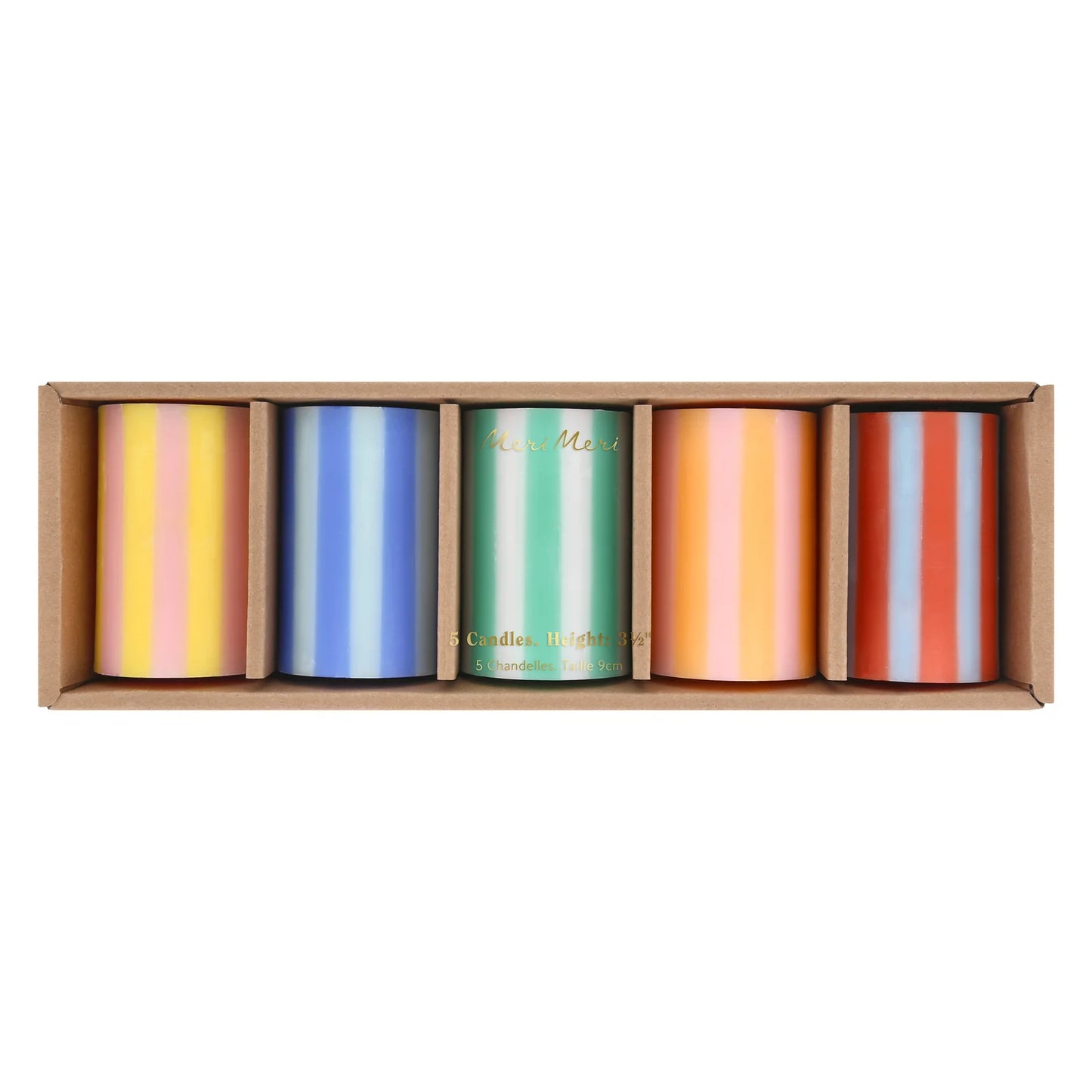 Bright Striped Pillar Candles | Pack of 5