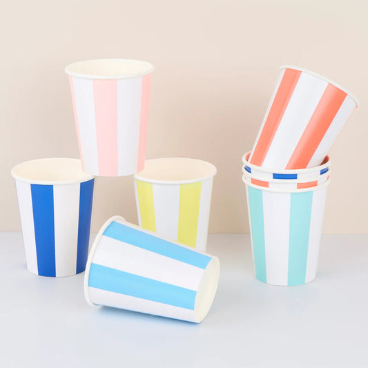 Beach Striped Cups | Pack of 8