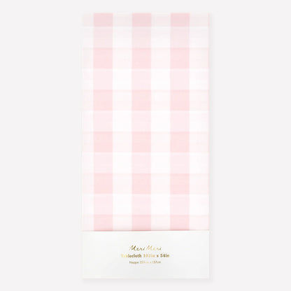 Pink Gingham Paper Tablecloth