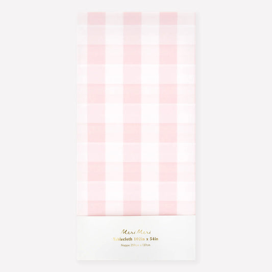 Pink Gingham Paper Tablecloth