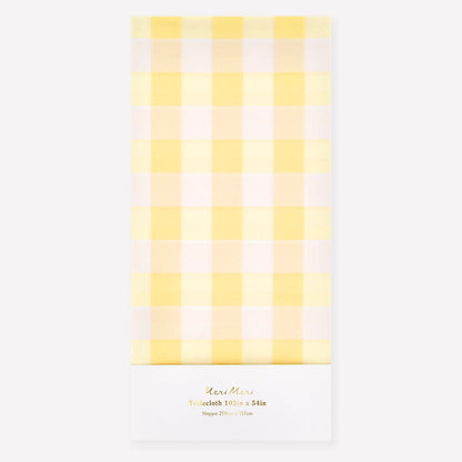 Yellow Gingham Paper Tablecloth