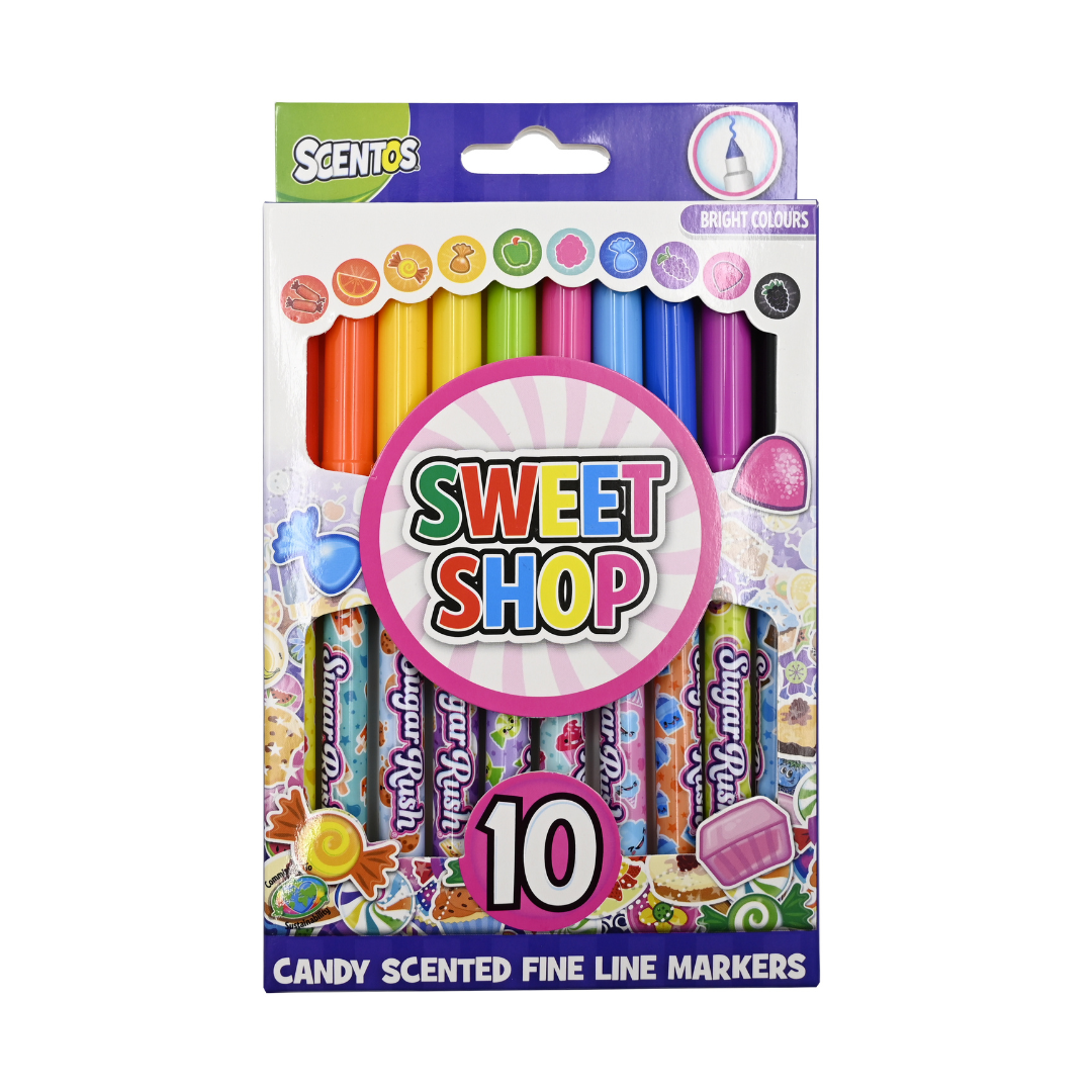 Scentos Sweet Shop Fine Line Markers, Pack Of 10