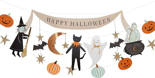 Happy Halloween Glitter Star & Pumpkin Garlands | Pack of 3