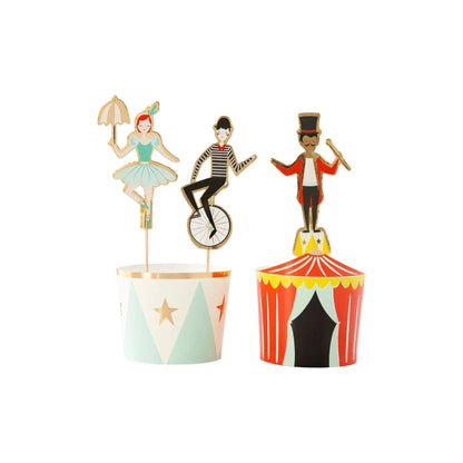 Circus Carnival Baking Cups With Cupcake Picks (x24)