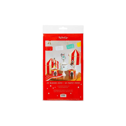 Circus Carnival Baking Cups With Cupcake Picks (x24)