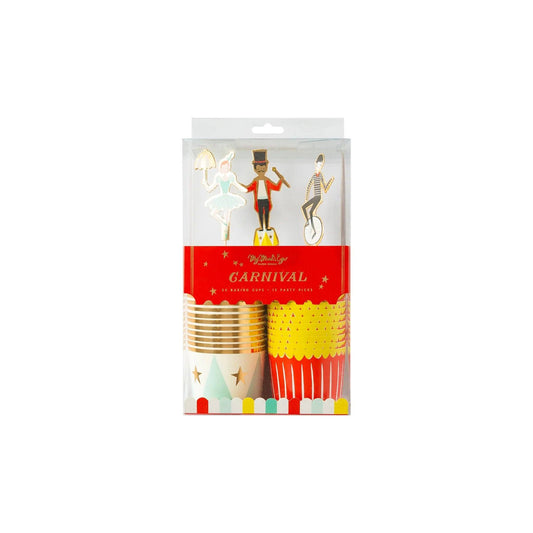 Circus Carnival Baking Cups With Cupcake Picks (x24)