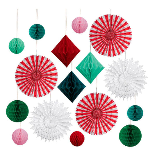 Christmas Honeycomb Decoration Kit (x 16)