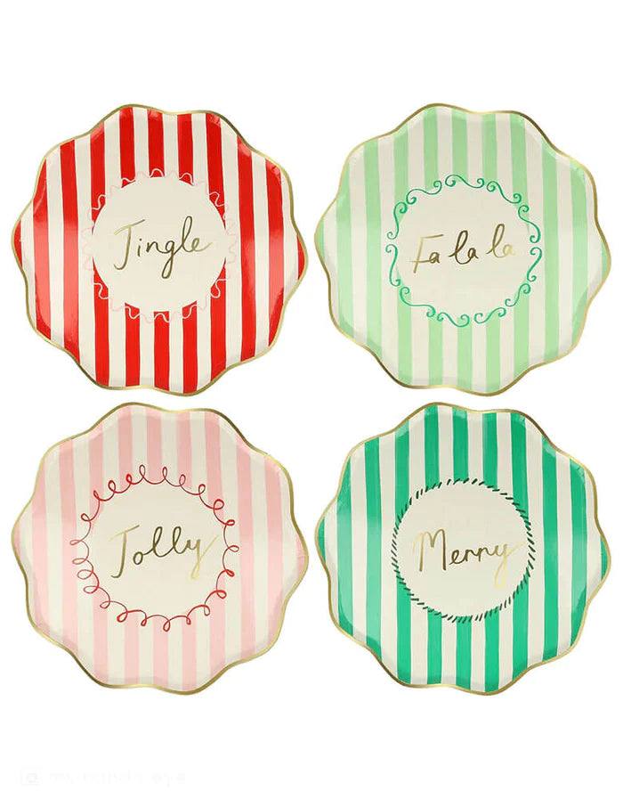 Christmas Striped Side Plates (x 8)