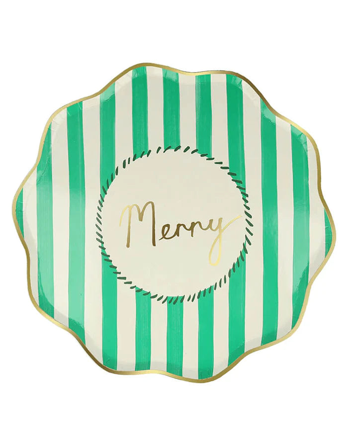 Christmas Striped Dinner Plates (x 8)