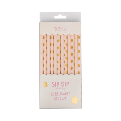 Princess Reusable Straws (x12)
