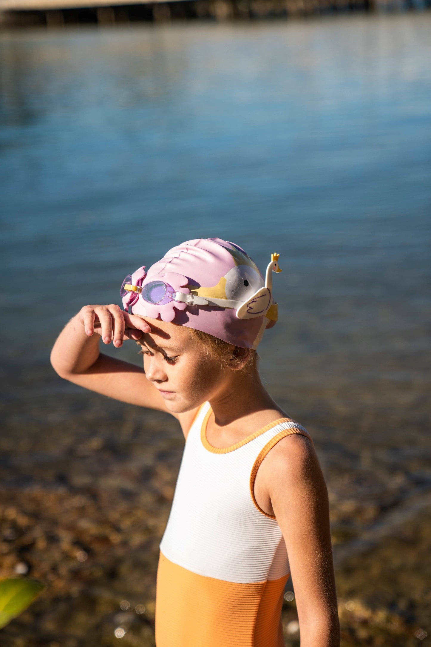 Princess Swan Kids Swimming Cap