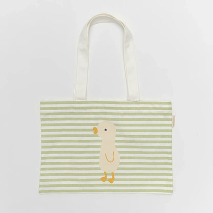 Duck Sage Stripe Kids Canvas Beach Bag