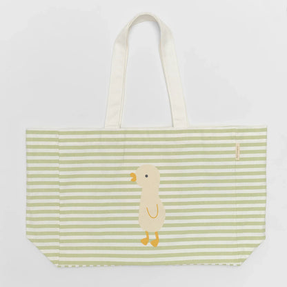 Duck Sage Stripe Kids Canvas Beach Bag