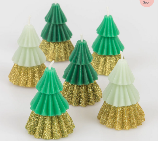 Green Mini Tree Candles (x 6)