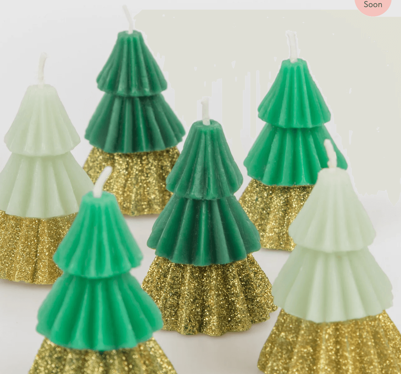 Green Mini Tree Candles (x 6)