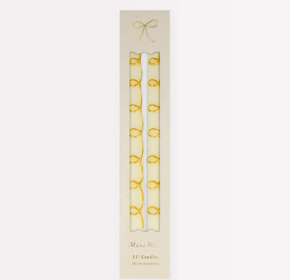 Gold Swirl Taper Candles (x 2)