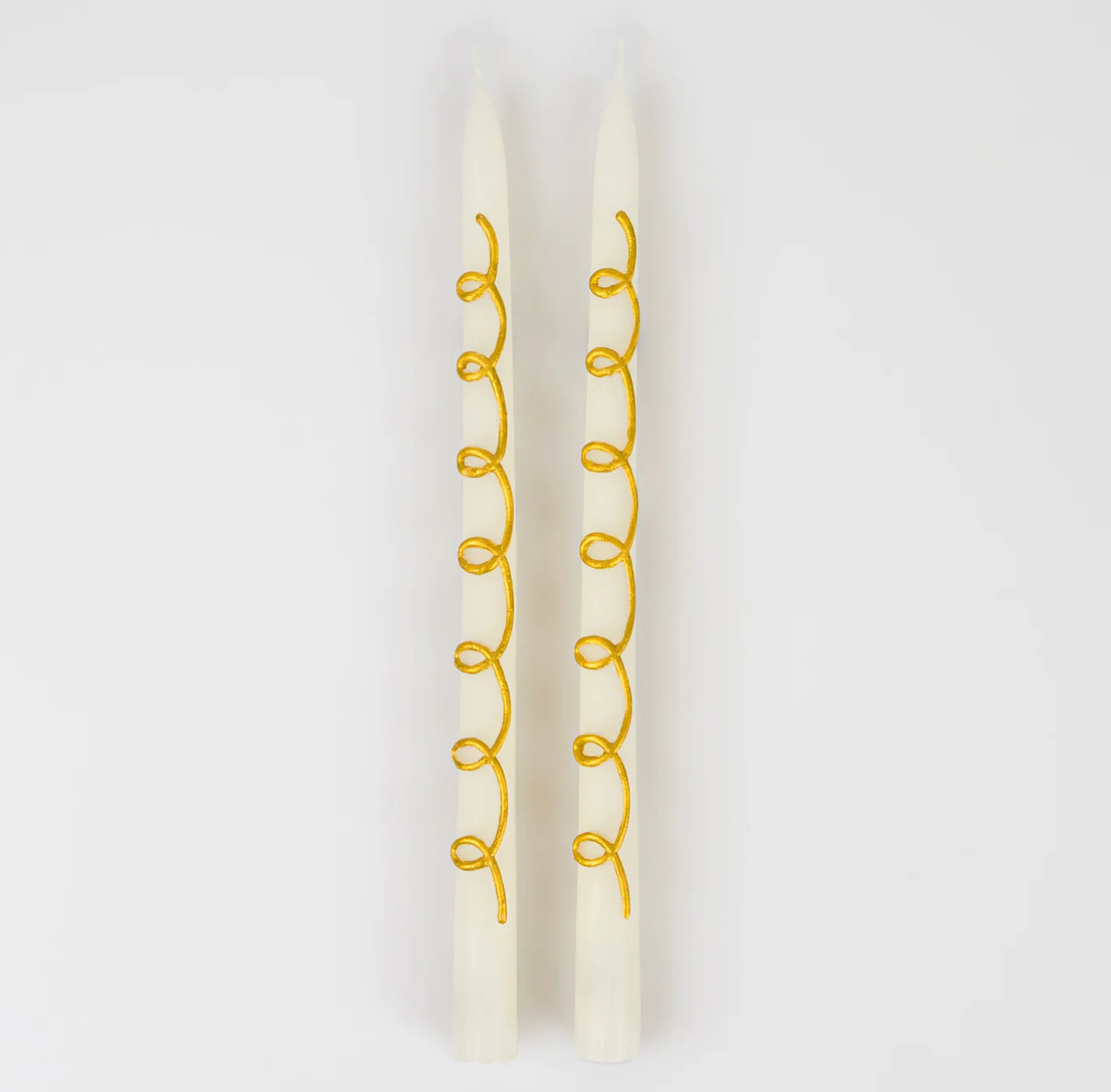 Gold Swirl Taper Candles (x 2)