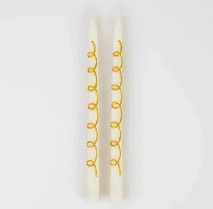 Gold Swirl Taper Candles (x 2)