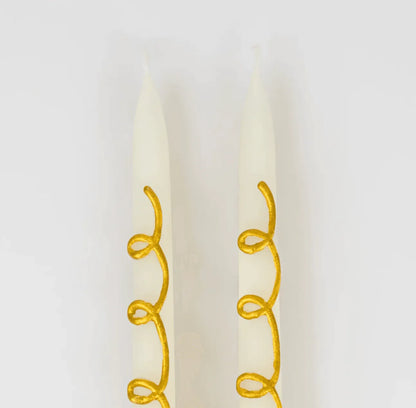 Gold Swirl Taper Candles (x 2)