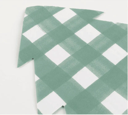 Green Gingham Tree Napkins (x 16)