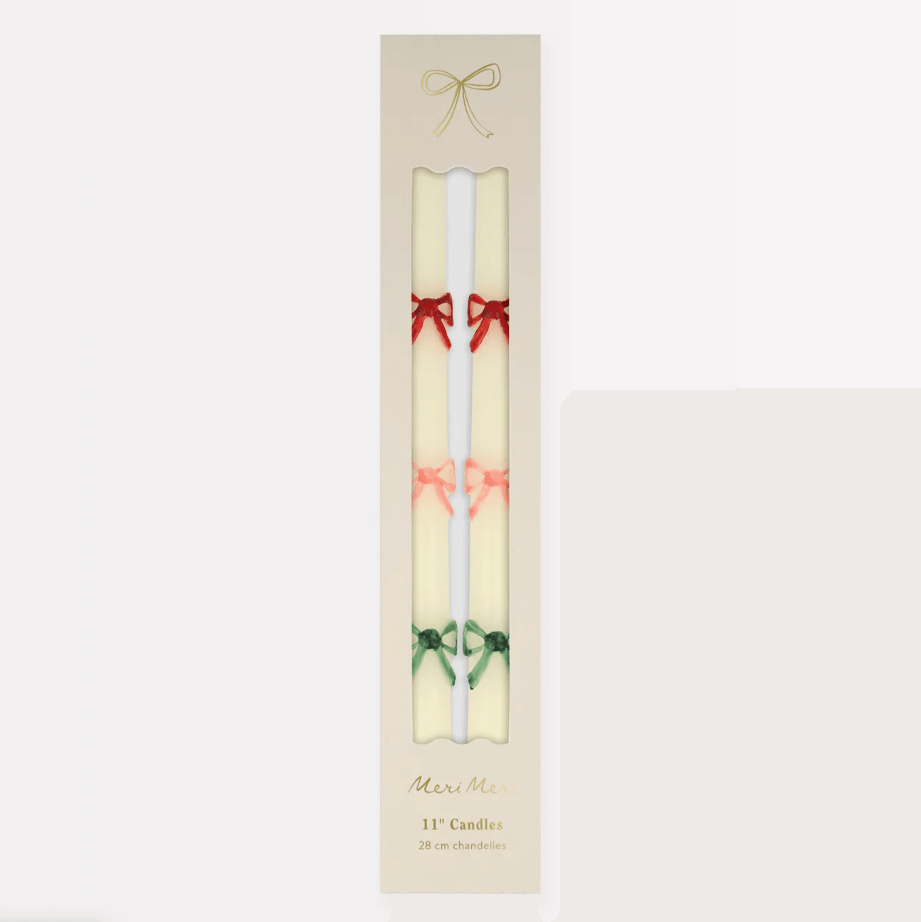 Multi Colour Bow Taper Candles (x 2)