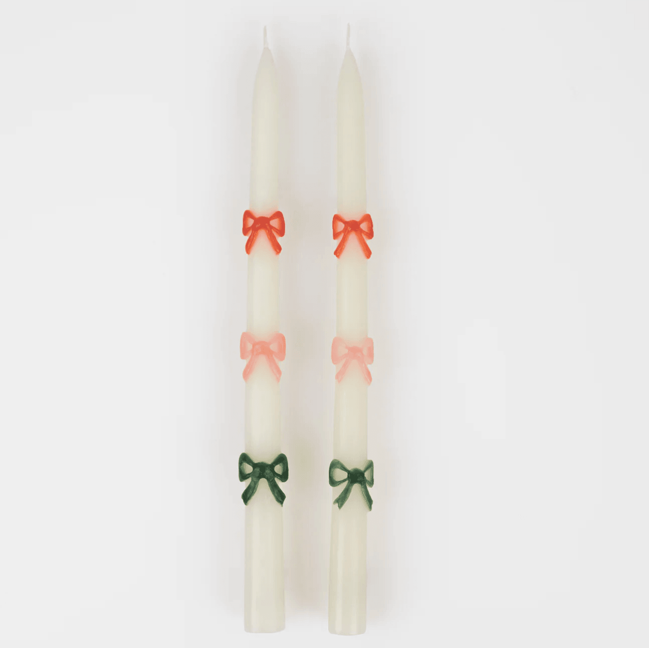 Multi Colour Bow Taper Candles (x 2)