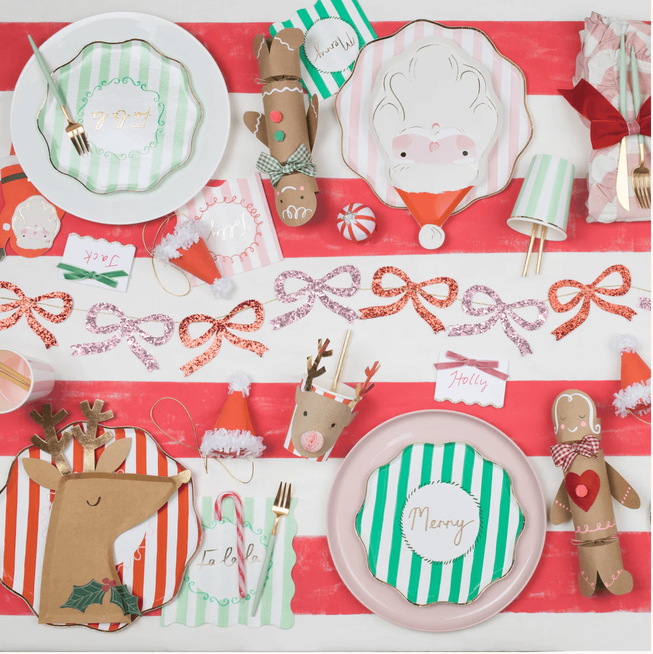 Christmas Striped Side Plates (x 8)