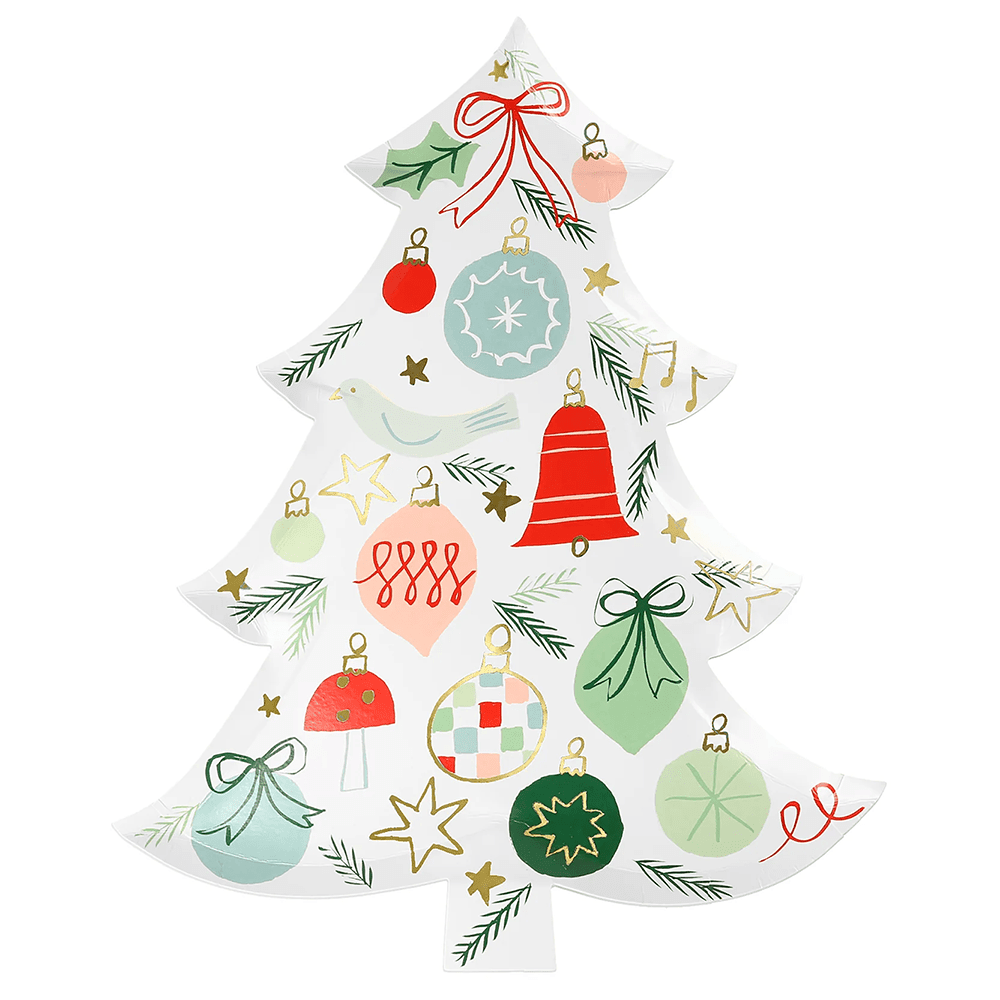 Festive Pattern Tree Plates (x 8)