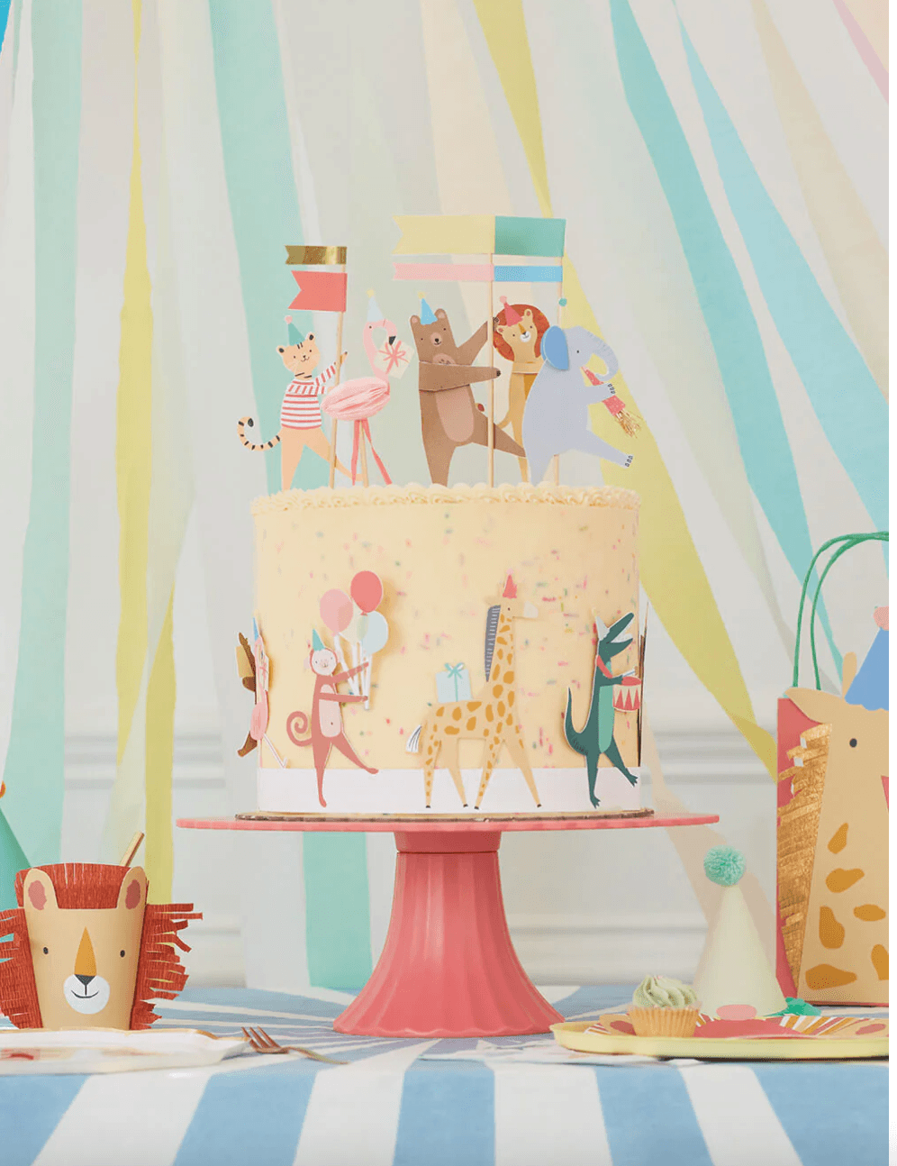 Meri Meri Animal Parade Cake Wrap & Toppers (x 6) - partyalacarte.co.in