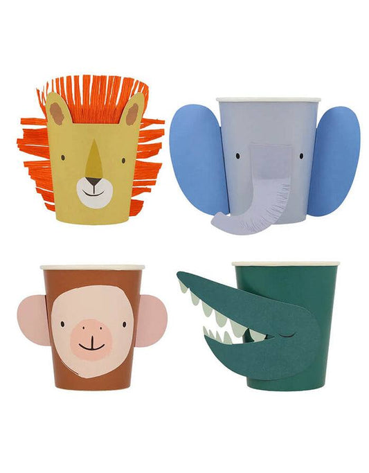 Meri Meri Animal Parade Character Cups (x 8) - partyalacarte.co.in