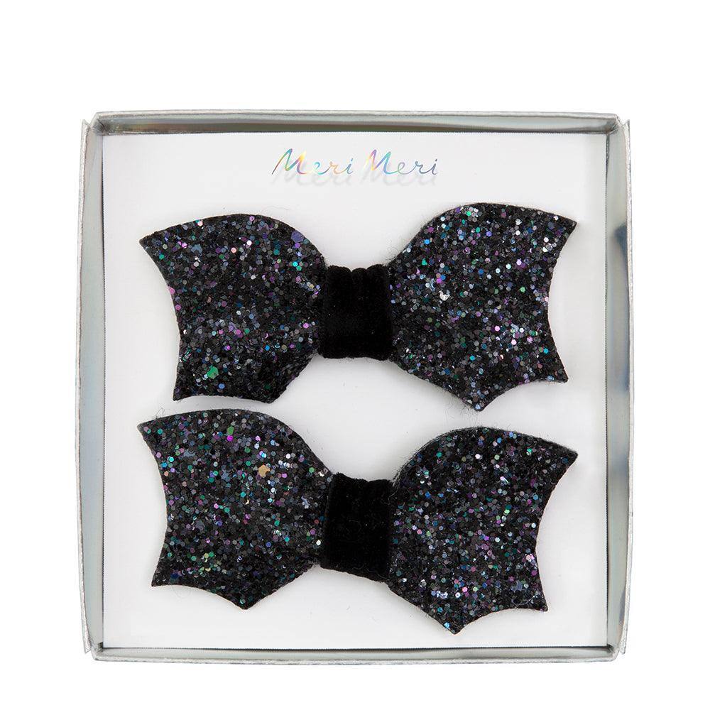 Meri Meri Bat Bow Glitter Hair Barretts (Pack of 2) - partyalacarte.co.in
