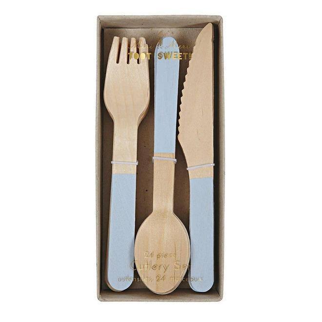 Meri Meri Blue Wooden Cutlery Set (set of 24) - partyalacarte.co.in