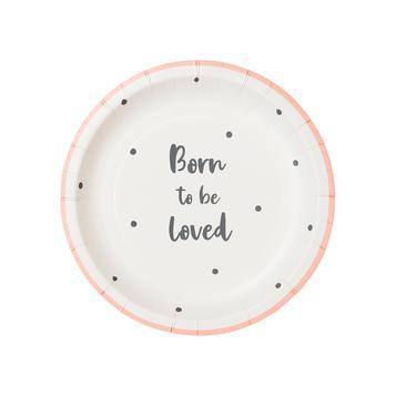 Talking Table Born To Be Loved Pink Plates ( Pack of 8) - partyalacarte.co.in