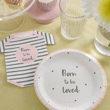 Talking Table Born To Be Loved Pink Plates ( Pack of 8) - partyalacarte.co.in