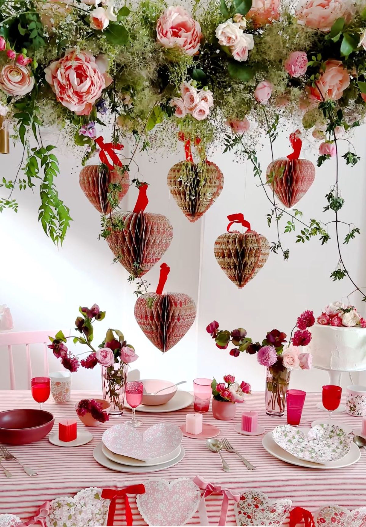 Meri Meri x Liberty Paper Honeycomb Heart Decorations (x3)