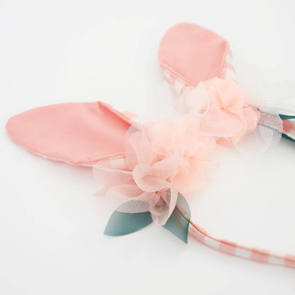 Meri Meri Embellished Gingham Bunny Headband - partyalacarte.co.in