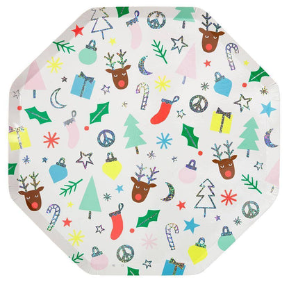 Meri Meri Festive Fun Dinner Plates (Pack of 8) - partyalacarte.co.in